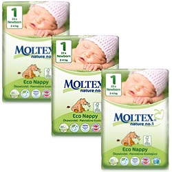 Moltex Nature No1 Newborn Box ~(size 1)~ (69 nappies) ~ 3 packs ~ SAVE 3.48