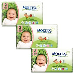 Moltex Nature No1 Mini Box ~(size 2)~ (126 nappies) ~ 3 packs ~ SAVE £3.48