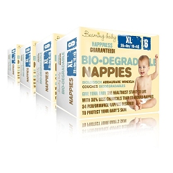 Beaming Baby~Bio Degradable Nappies ~ XL ~Size 6 ~ Case of 4~136 nappies ~ SAVE £4.51